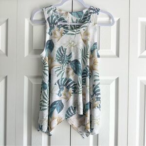 Tryst Tank Women’s Size Small Blue and Tan Tropical Print